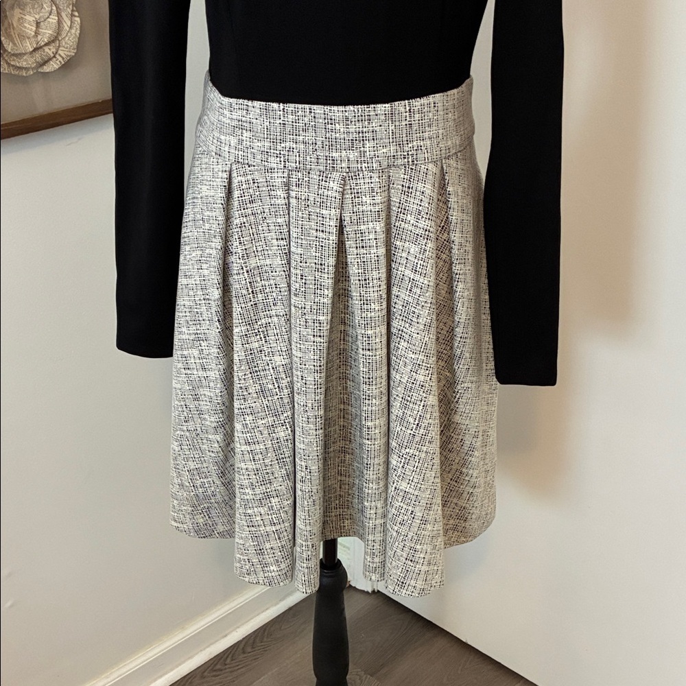 Lauren Ralph Lauren Black and Cream A-Line Long Sleeve Dress - Picture 2 of 6